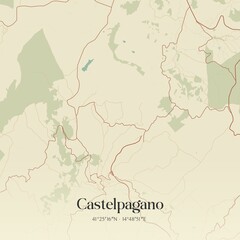 Fototapeta premium Vintage map of Castelpagano, Italy.
