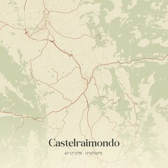 Fototapeta premium Vintage map of Castelraimondo, Italy.