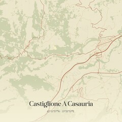 Vintage map of Castiglione A Casauria, Italy.