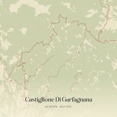 Obraz premium Vintage map of Castiglione Di Garfagnana, Italy.
