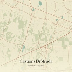 Vintage map of Castions Di Strada, Italy.