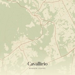 Vintage map of Cavallirio, Italy.