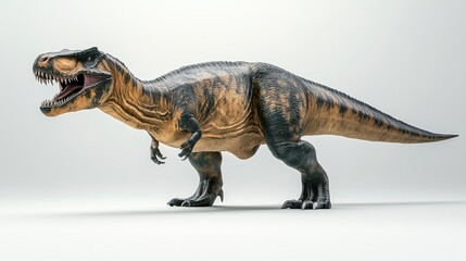 Obraz premium Realistic Dinosaur Model in Studio Setting for Educational Display and Learning Purposes