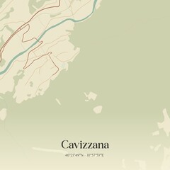 Vintage map of Cavizzana, Italy.