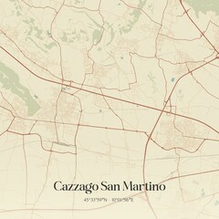 Vintage map of Cazzago San Martino, Italy.