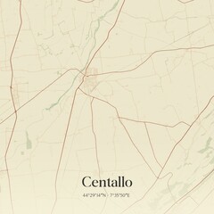 Vintage map of Centallo, Italy.
