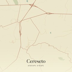 Vintage map of Cereseto, Italy.
