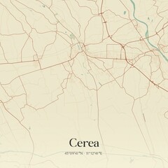Vintage map of Cerea, Italy.