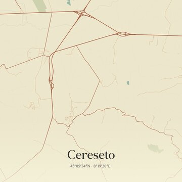 Vintage map of Cereseto, Italy.
