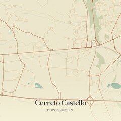 Naklejka premium Vintage map of Cerreto Castello, Italy.
