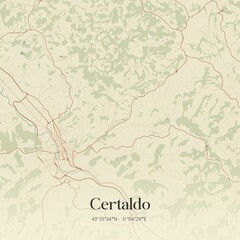 Vintage map of Certaldo, Italy.