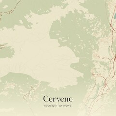 Obraz premium Vintage map of Cerveno, Italy.