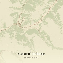 Obraz premium Vintage map of Cesana Torinese, Italy.