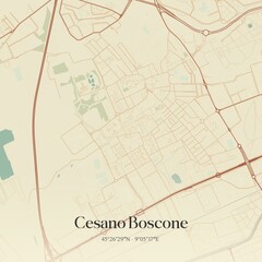 Vintage map of Cesano Boscone, Italy.