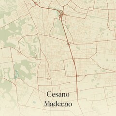 Vintage map of Cesano Maderno, Italy.