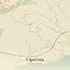 Fototapeta premium Vintage map of Cipressa, Italy.