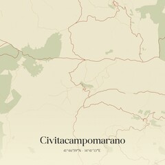 Vintage map of Civitacampomarano, Italy.