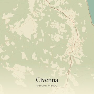 Vintage map of Civenna, Italy.