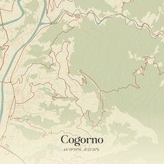 Fototapeta premium Vintage map of Cogorno, Italy.