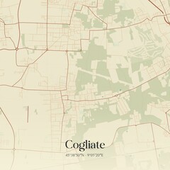 Vintage map of Cogliate, Italy.