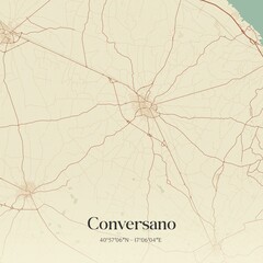 Fototapeta premium Vintage map of Conversano, Italy.