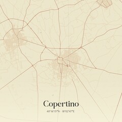Vintage map of Copertino, Italy.