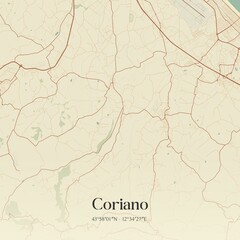 Fototapeta premium Vintage map of Coriano, Italy.