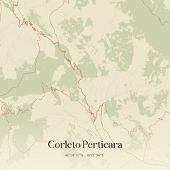 Vintage map of Corleto Perticara, Italy.