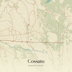 Fototapeta premium Vintage map of Cossato, Italy.