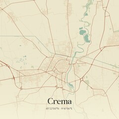 Fototapeta premium Vintage map of Crema, Italy.