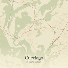 Vintage map of Cucciago, Italy.