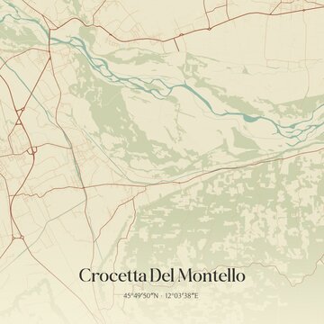Vintage map of Crocetta Del Montello, Italy.