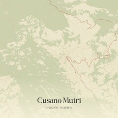 Vintage map of Cusano Mutri, Italy.
