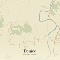 Vintage map of Denice, Italy.