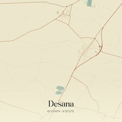 Vintage map of Desana, Italy.