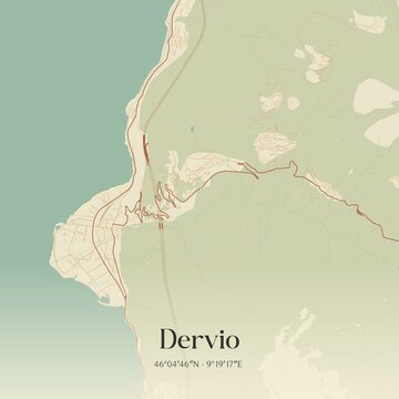 Vintage map of Dervio, Italy.