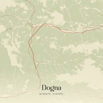 Vintage map of Dogna, Italy.
