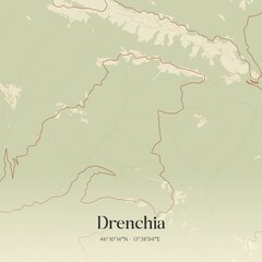 Fototapeta premium Vintage map of Drenchia, Italy.