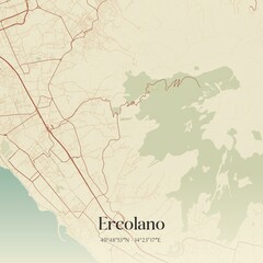 Obraz premium Vintage map of Ercolano, Italy.
