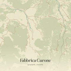 Fototapeta premium Vintage map of Fabbrica Curone, Italy.