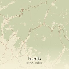 Vintage map of Faedis, Italy.