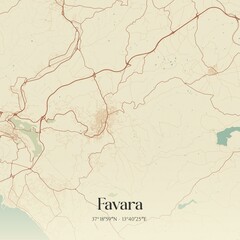 Vintage map of Favara, Italy.