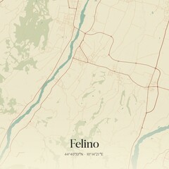 Vintage map of Felino, Italy.