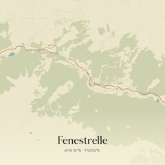 Vintage map of Fenestrelle, Italy.
