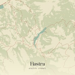 Vintage map of Fiastra, Italy.
