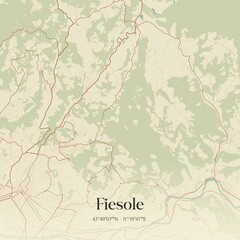 Vintage map of Fiesole, Italy.