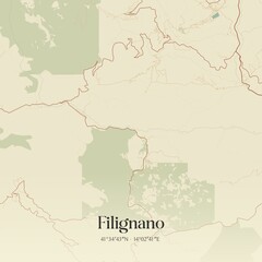 Fototapeta premium Vintage map of Filignano, Italy.