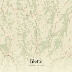 Vintage map of Filetto, Italy.