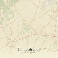 Vintage map of Fontanafredda, Italy.