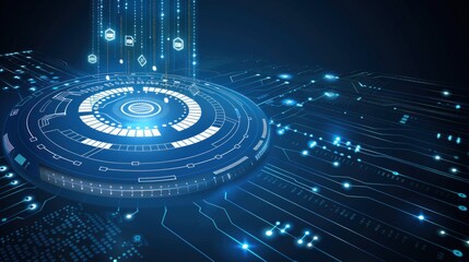 Futuristic Data Center: Digital Network & Cyber Security